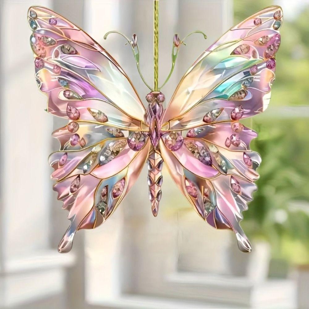 2D Car Accessories Butterfly Shape Home Decoration New Rear View Mirror Charm  Gift