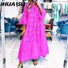 IHUASU 8 Colors S-5XL Women's Fashion Summer Spring Solid Color Print 3/4 Sleeve V-Neck Casual Dresses