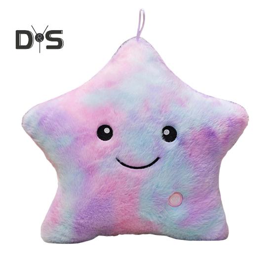 

Подушка со звездой, мягкая подушка со светодиодной подсветкой, светящаяся подушка со звездой, ночник для детей, сенсорная плюшевая игрушка для детей 40cm фиолетовый/синий
