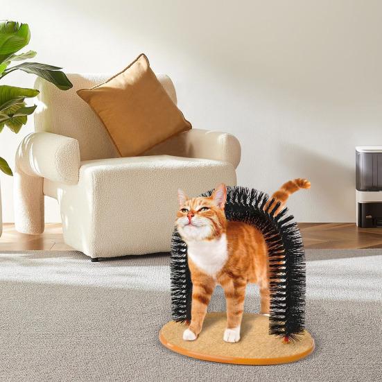 Cat Self-Grooming Toy Arch Grooming Brush with Heavy Scratching Pad Cat Scratcher And Body Massager