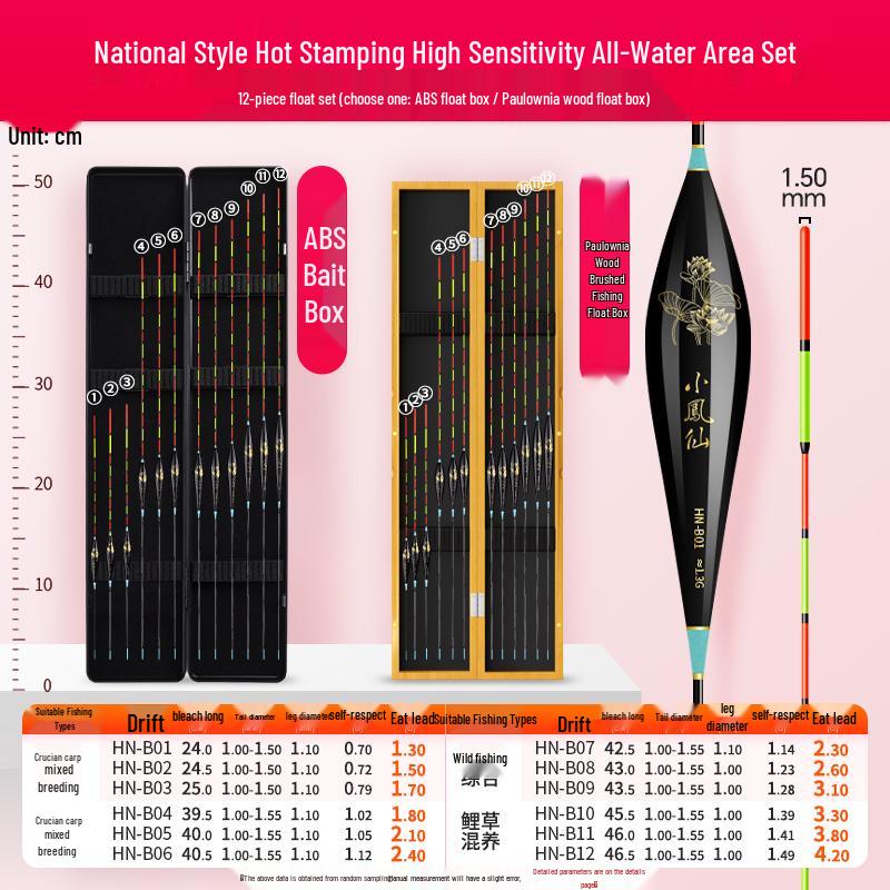 High-Sensitivity Nano Fishing Float Set with Box - Eye-Catching Thickened Crucian Carp Floats