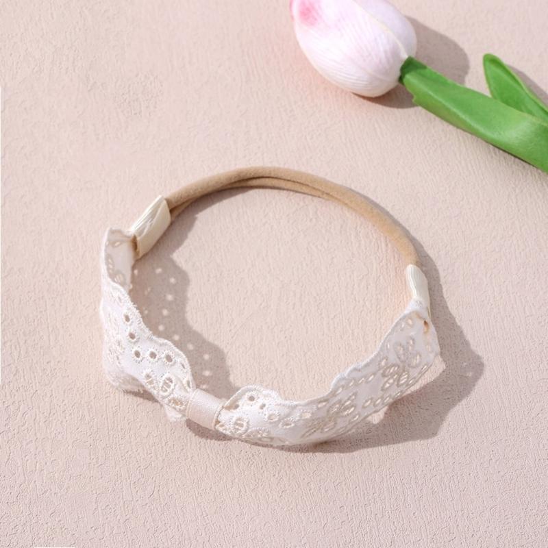 Delicate Embroidered Infant Headband White Lace Design Comfortable Hair Decoration for Photography Parties Daily Use