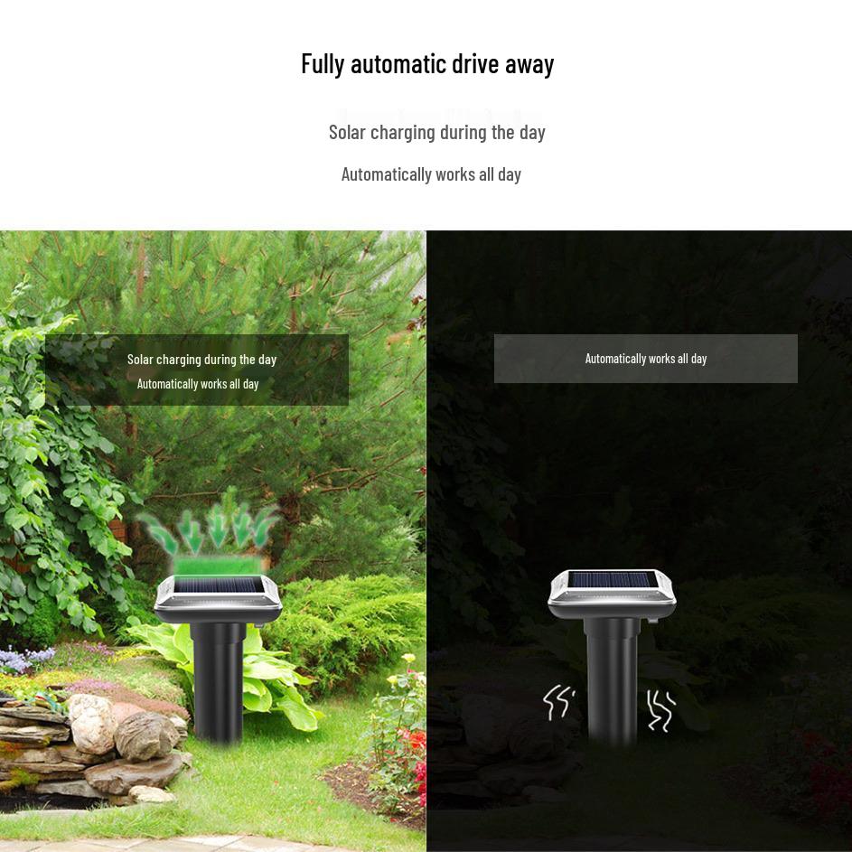 Solar-Powered Outdoor Rodent & Snake Repeller with Beeping Sound - Waterproof, Ground-Inserted Design