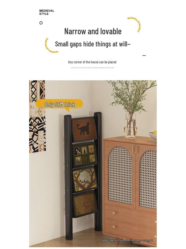 Multi-Functional Chinese-Style Folding A-Frame Ladder with Retro Flower Stand