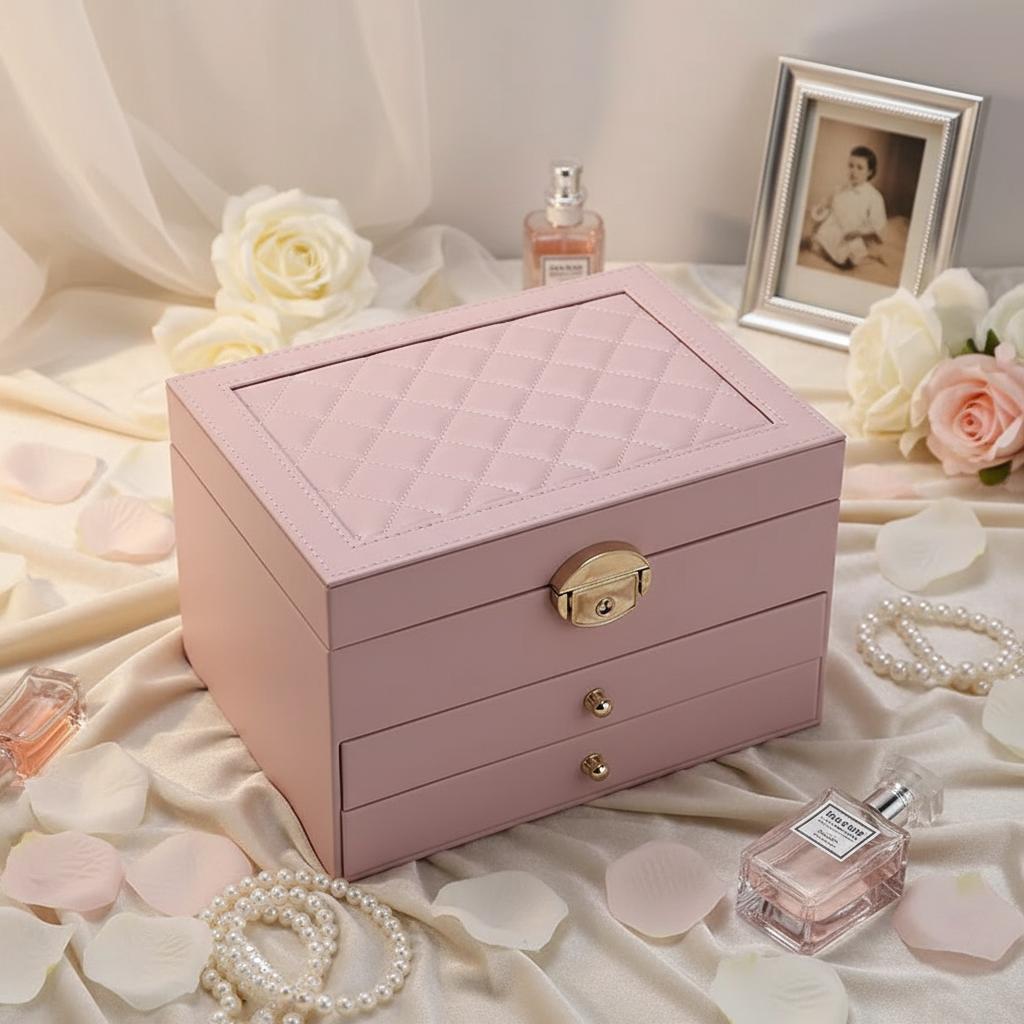 High-End Multi-Layer Drawer-Type Jewelry Box Household Large Capacity Earring Storage Organizer with Oxidation Finish