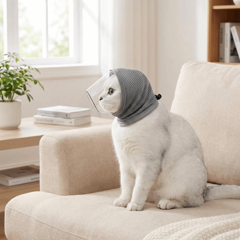 Nastavitelná šňůrka Anti-Licking Mask Průhledné vidění Pet Kočičí maska Kočičí náhubky Péče o domácí mazlíčky