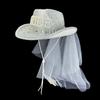 Shimmering Metallic Gold Fabric Hat With Rhinestones Accents And Lace Veil For Bridal Event