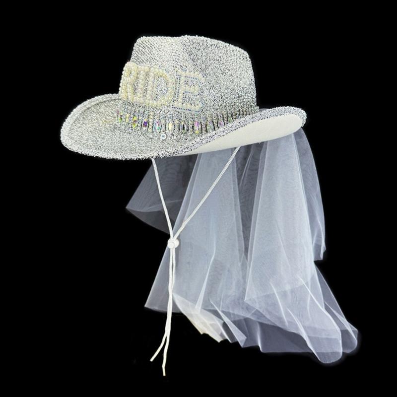 Shimmering Metallic Gold Fabric Hat With Rhinestones Accents And Lace Veil For Bridal Event