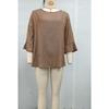 Spring Summer Casual Women's Crew Neck T-shirt Flounce Sleeve 3/4 Sleeve Top