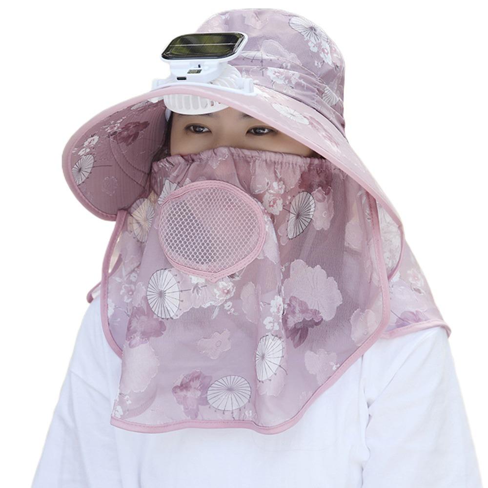 Digital Display Screen Solar Fan Visor Hat Breathable Mesh Women's Picking Tea Hat  Tea Picking