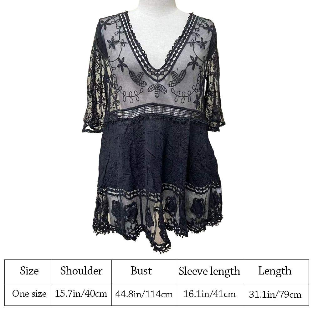 V Neck Summer Sunscreen Smock Loose Beachwear Shirt Fashion Bikini Cover-Ups for Women