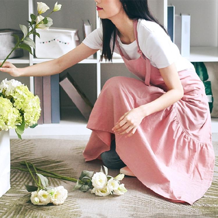 Cotton Linen Apron Pinafore Dress Cooking Apron Waitress Servant Apron Women Kitchen Apron for Cooking Gardening