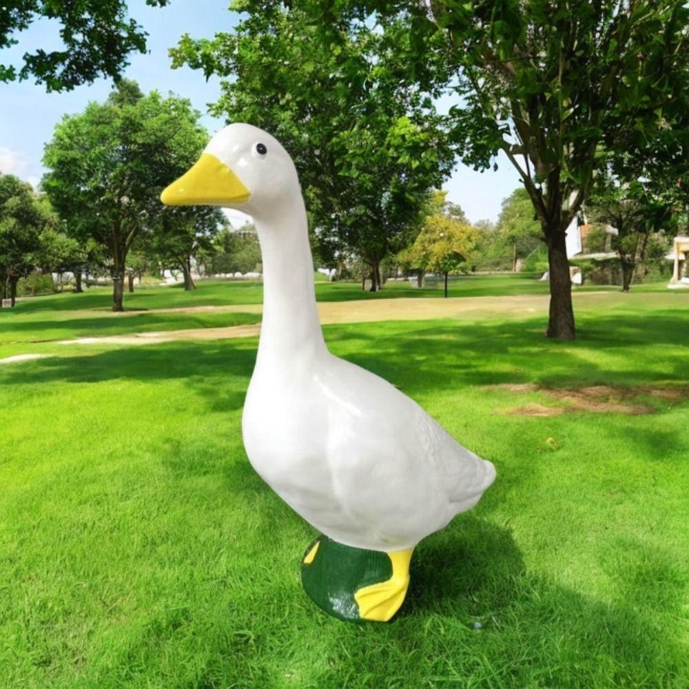 Resin Goose Figurine Lifelike Desktop Ornament Garden Decoration Miniature Sculpture  Office