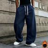 Men's Oversized Straight Leg Lined Sweatpants with Drapey Fit for Athletic Casual Wear