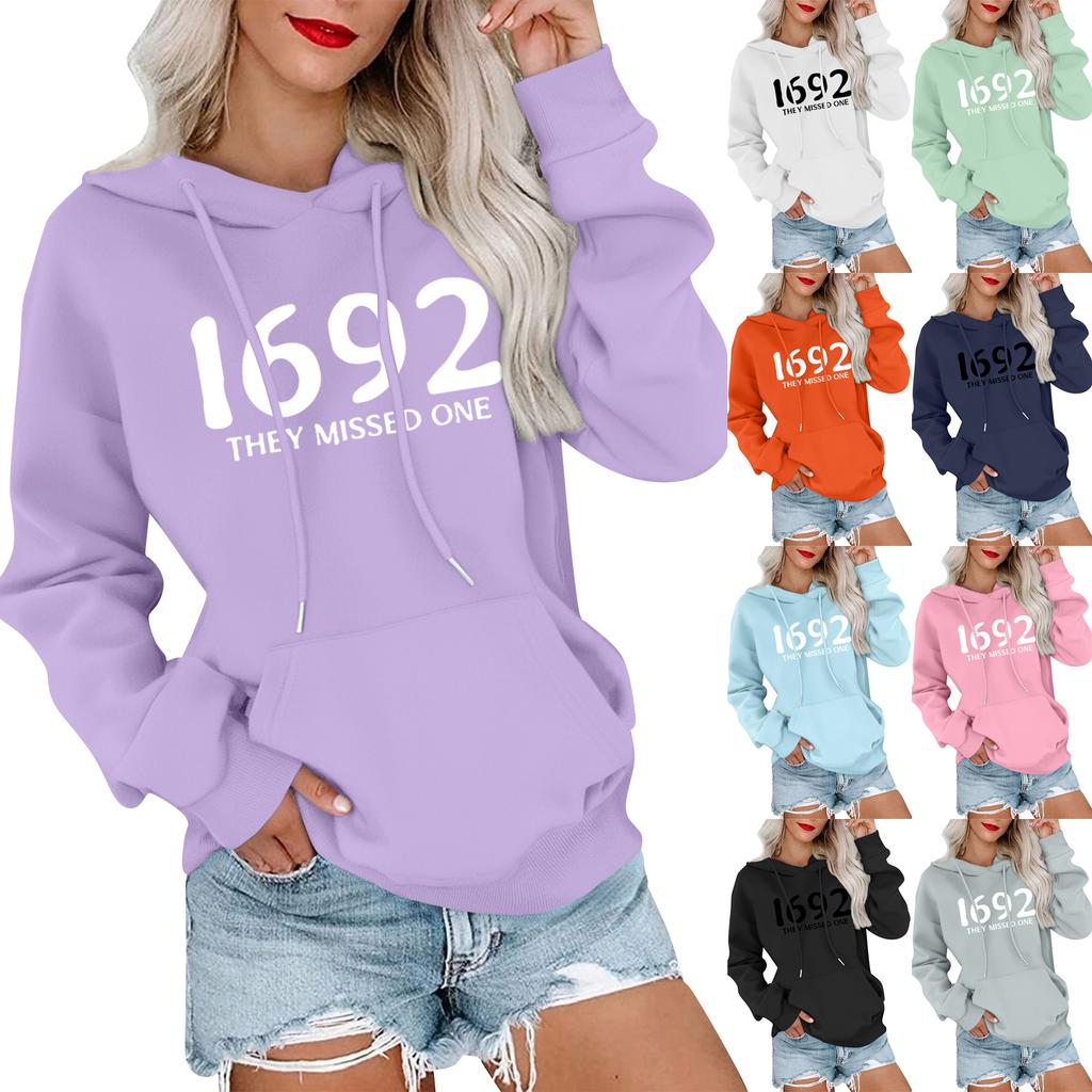 Women's Fashionable, Casual, Comfortable Round-neck, Hooded, Long-sleeved, Witch-print Warm Sweater