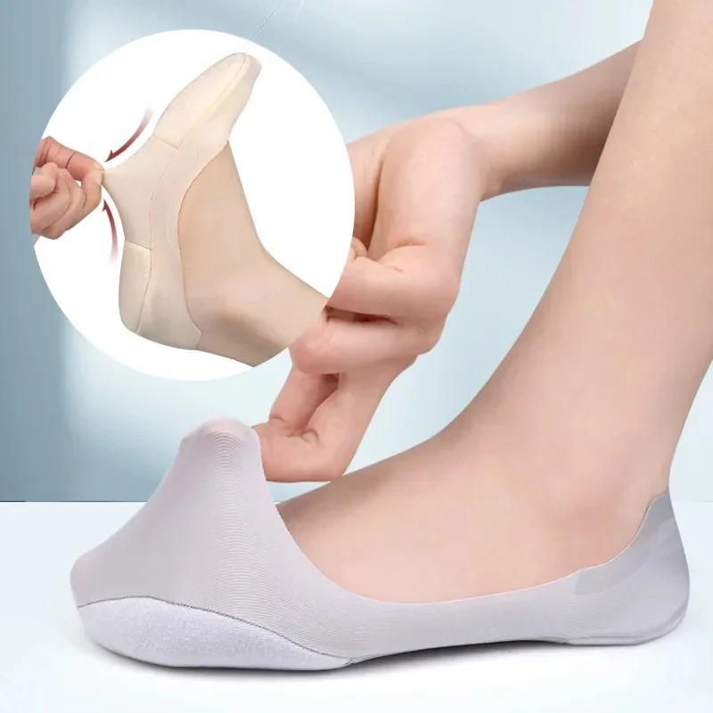 Damen Fersensporn Socken Bootsschuhe Einlegesohlen für Fußschmerzen Linderung Fußgewölbe Unterstützung Stoßdämpfend Rutschfest Gel Fersenpolster