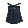 Women's Retro High-Waisted Denim Overalls - Sweet & Spicy Style, Versatile Wide-Leg, Slimming Shorts