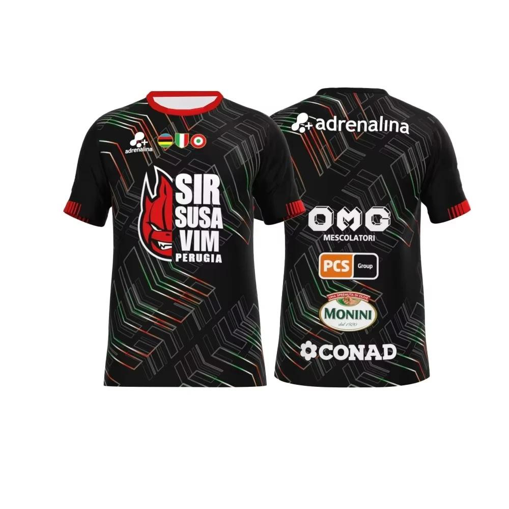 2025 Men'S Italian Sir Susa Vim Perugia Volleyball Jersey T-Shirt O-Neck Quick Drying Training Clothing Breathable Oversize Tops