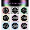  Color Changing LED Wall Clock With Oversized Display Quiet Mechanism Temperature Home