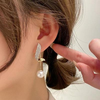 Women's Daily Pearl Drop Cubic Stick Long Earrings