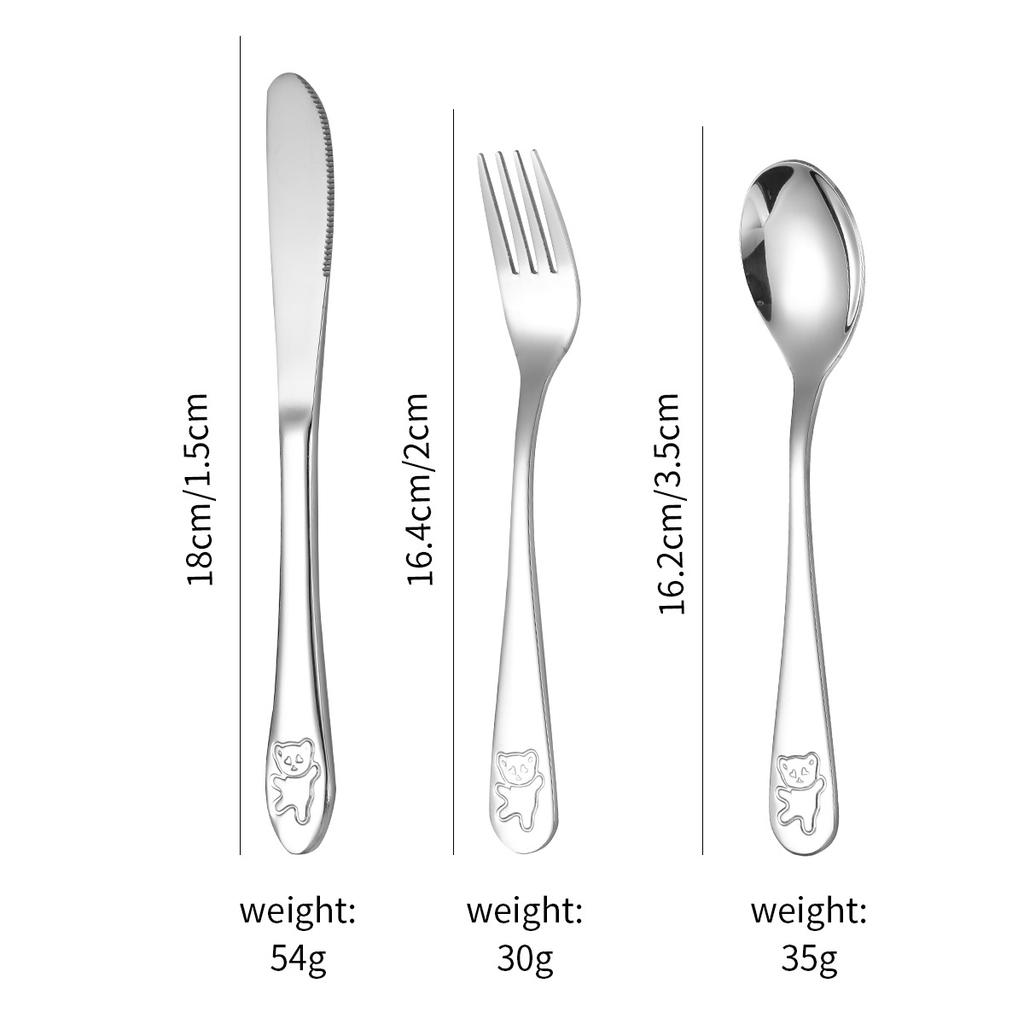 Hot-selling Stainless Steel Bear Tableware, Knives, Forks and Spoons Set, Love Baby Spoon and Fork, Children's Steak Knives and Forks 4pcs