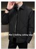Men's Lightweight Korean Style Plaid Down Jacket with Turn-Down Collar