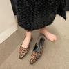 Fashion Summer Women  Slingback Woman Flats Low ShoesHigh Heels Pointed Toe Flat Sandals Shoes Without Heels Leopard Print Ladies Casual