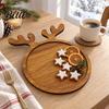 Natürliches Holz Snack-Organizer Weihnachtsbaum und Elch Serviertablett, Langlebige unterteilte dekorative Nuss-Fruchtschale Speiseplatte, Geschirr für