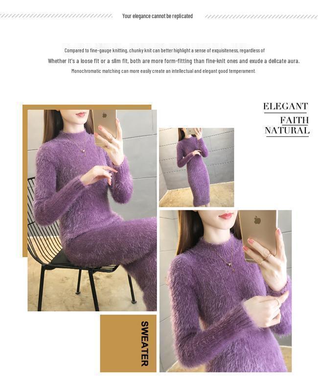 Damen Nerzpelz Pulloverkleid - Herbst/Winter 2025 Dick Gestrickt Slim-Fit Bodycon, Vielseitiger & Schmeichelhafter Fauler Stil