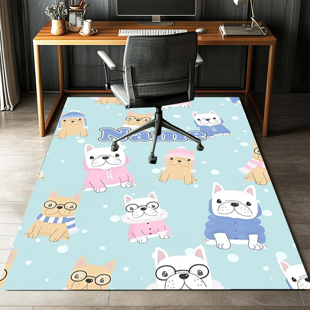 Tappeto Stampato con Nome Personalizzato per Cane, Tappeto per Sedia da Ufficio, Soggiorno, Camera da Letto, Cucina, Decorazioni, Regali.