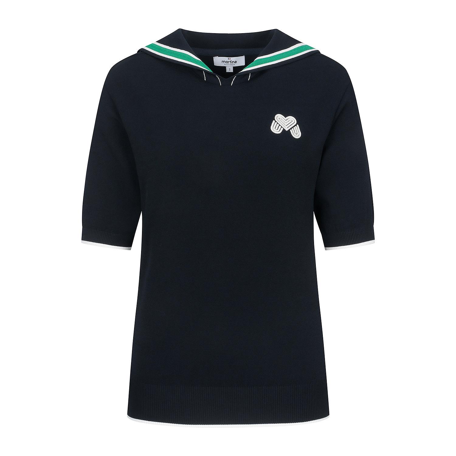 Вязаный топ Martine Golf с воротником-стойкой_Темно-синий Navy/1