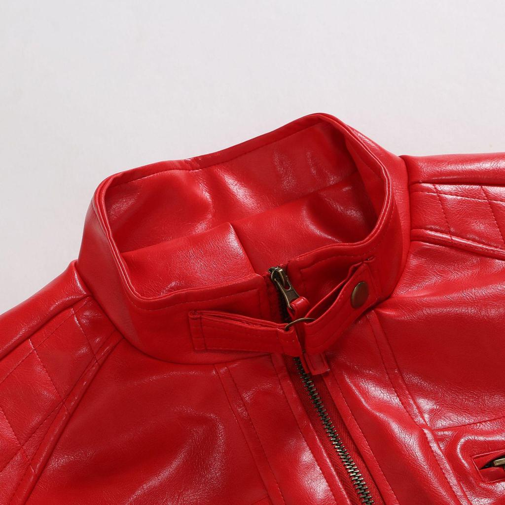 2023 Herren Lederjacke im Used-Look - Europäischer & Amerikanischer Punk-Stil mit Stehkragen