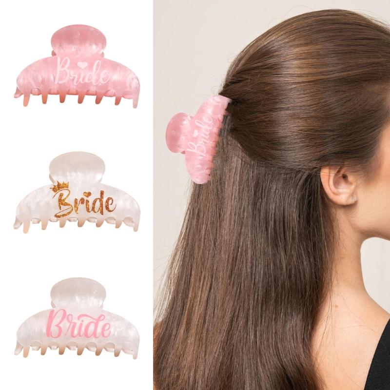 Bridal Hair Claw Clip with Bride Lettering Design Wedding Ceremony Hair Accessories Nonslip Hair Claw Strong Hair Holder