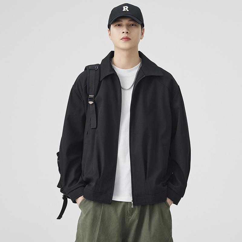 New Coat Men's Lapel Jacket Men's Autumn and Winter Loose Casual Solid Color Joker Tooling Sports