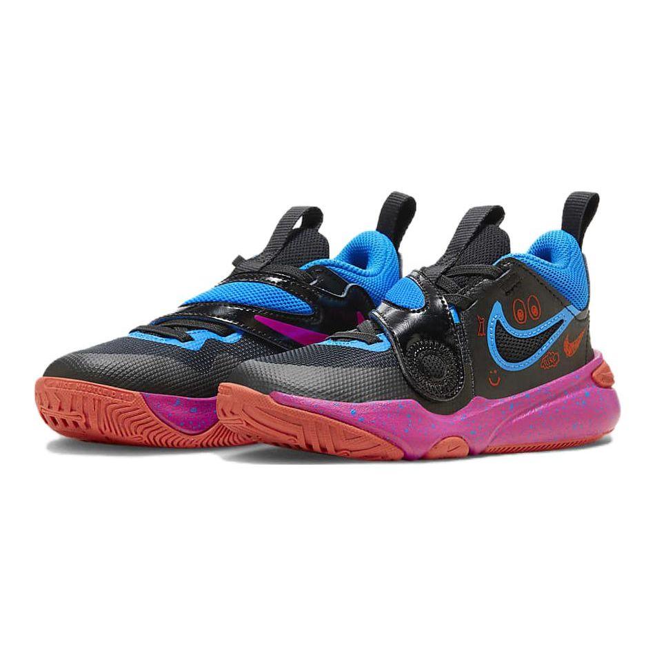 Nike Team Hustle D 11 Comfortable Sports Non-Slip Durable Low-Top Kids Basketball Shoes Kids Sneakers Blue Black FD6727-001