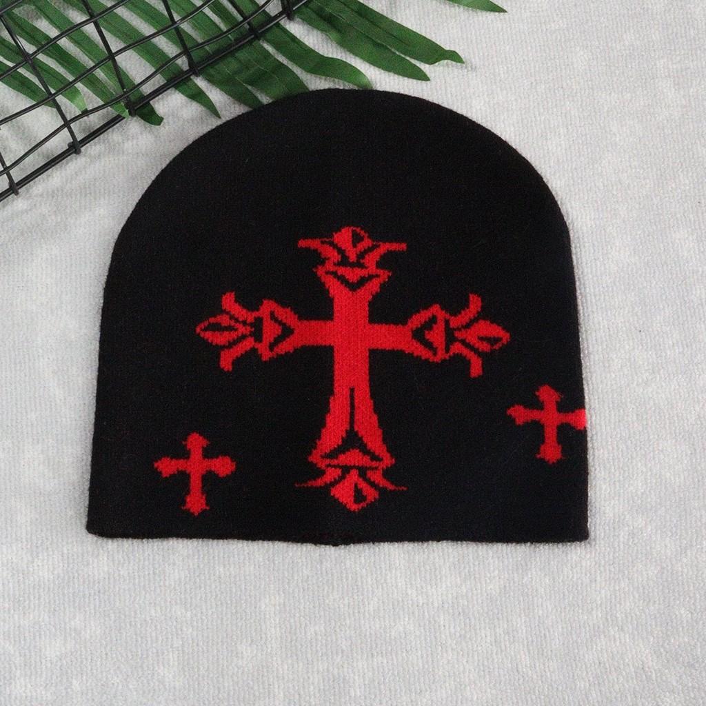 Knitted Hat For Men Women With Cross Pattern And Acrylic Material For Streetwear Style