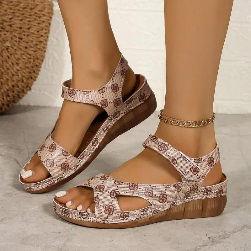 Fashion Platform Wedge Sandals 2025 Summer Shoes for Women Open Toe Women's Plus Size Casual Sandal Woman Round Toe Outdoor Ladies Shoes