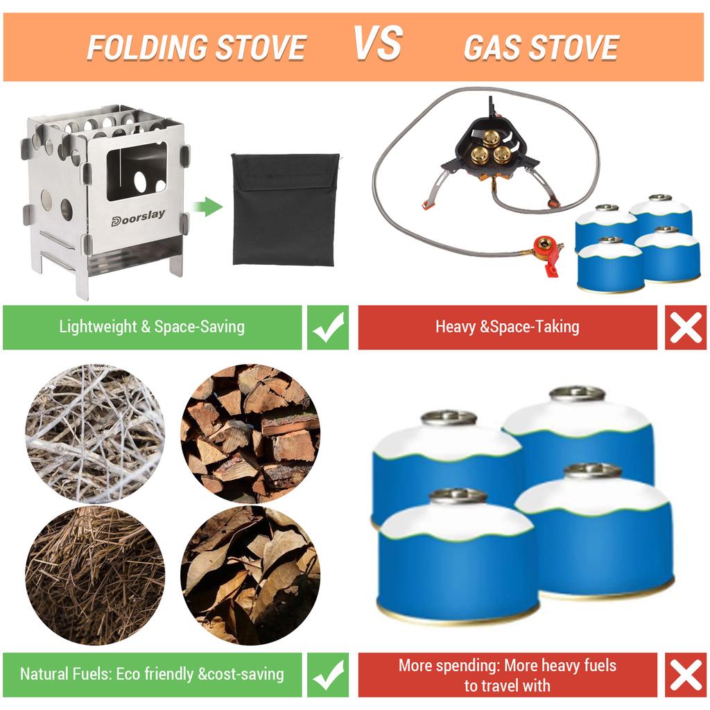 Portable Stainless Steel Lightweight Folding Wood Stove Pocket Stove Outdoor Camping Cooking Picnic Backpacking Stove