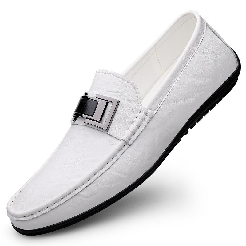 Fashion New Men's Flats Genuine Leathe Men All-match Casual Shoes High Quality Mens Comfortable Loafers Mens Slip On Walking Footwear
