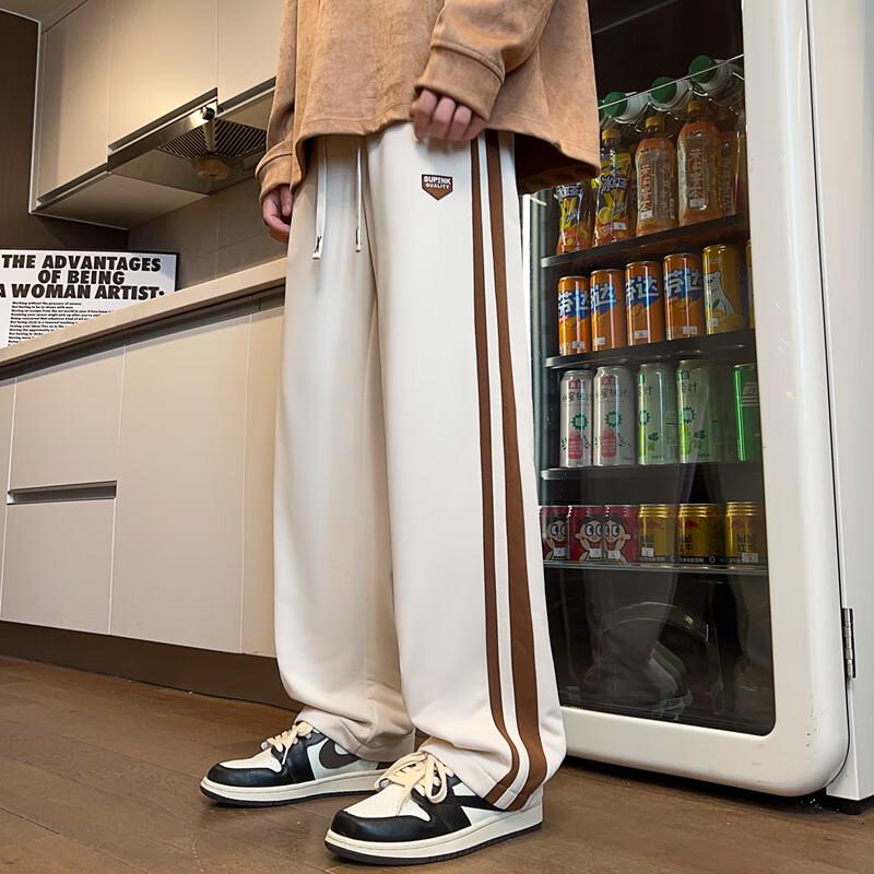 Wassup Sohot Men's Loose Fit Letter Print Straight Leg Casual Pants