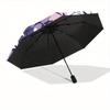 1pc Floral Patterns Automatic Open/close Folding Compact Umbrella, 8-Rib Sturdy Canopy, Lightweight Portable, Everyday Use, Gift, Outdoor Umbrella, Tr