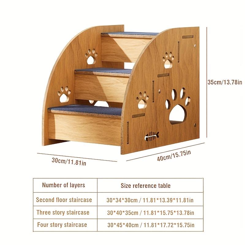 Wooden Dog Stairs Steps Non-Slip Blue Carpeted Steps Sturdy Pet Stairs Safe Pet Ladder Medium Dog Puppy Joint Safety Stairs