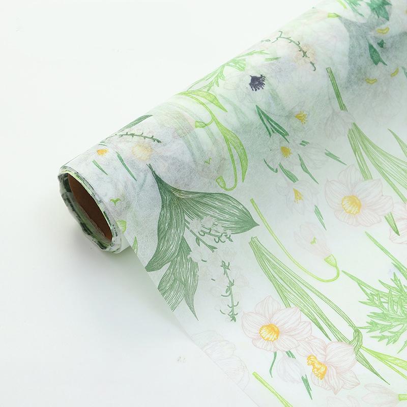 

5 ярдов/рулон Бумага для упаковки букетов цветов, художественная бумага, бумага для внутренней подкладки из молочного хлопка, печатная нетканая хлопковая бумага 50cm*5yards