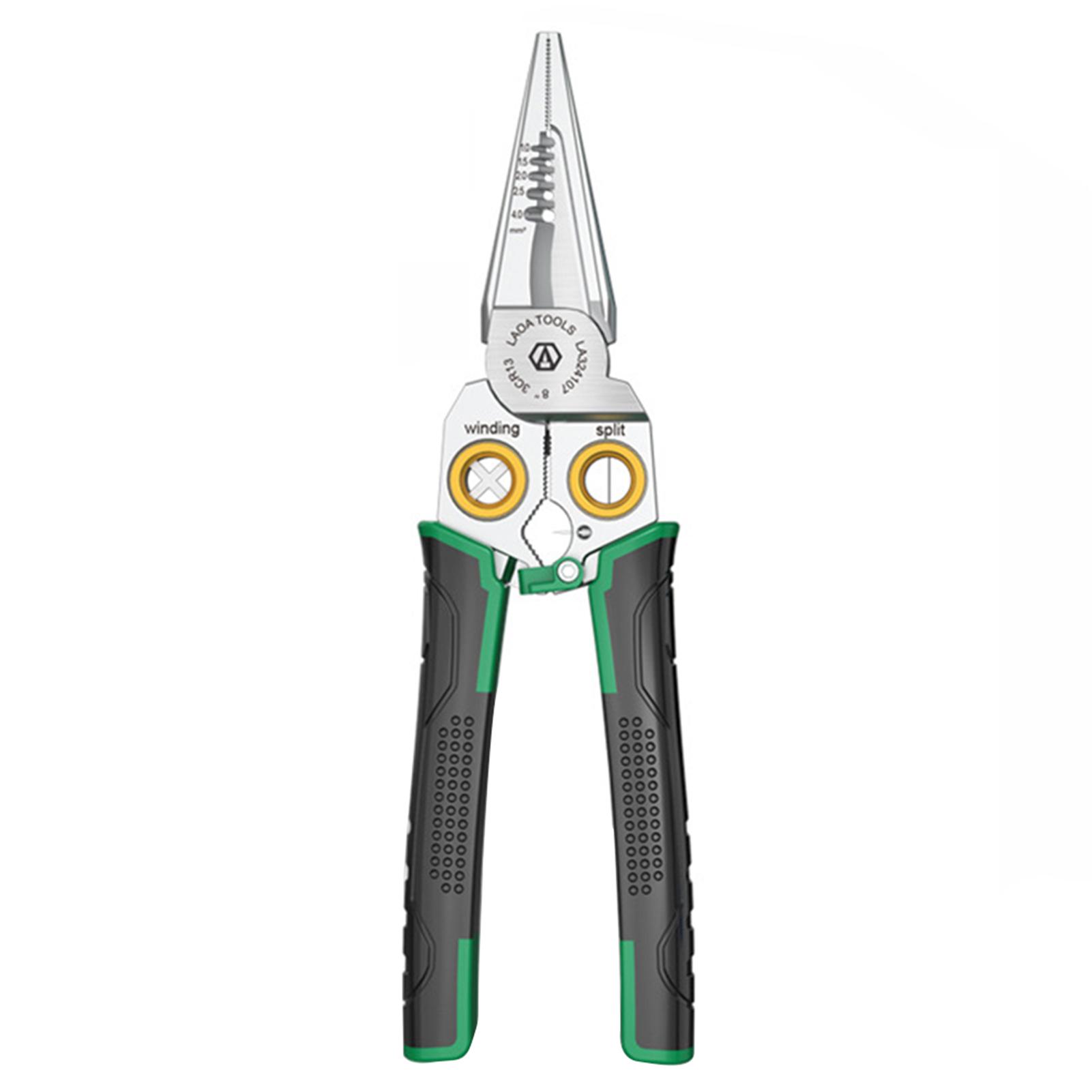 LAOA Electrician Pliers Multi-function Wire Stripper 8-in-1 Stainless Steel Needle-nose Pliers with Electrical Measurement