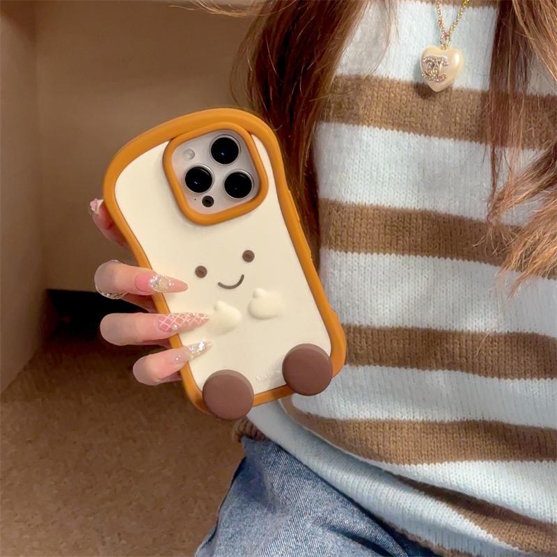 Süße dreidimensionale Brotscheiben-Handyhülle für iPhone 12 13 14 15 16 promax