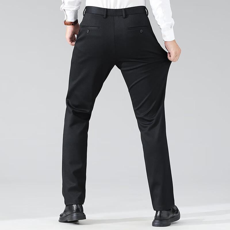 FAPAI Men's Modal Blend Warm Fleece-Lined Casual Business Trousers
