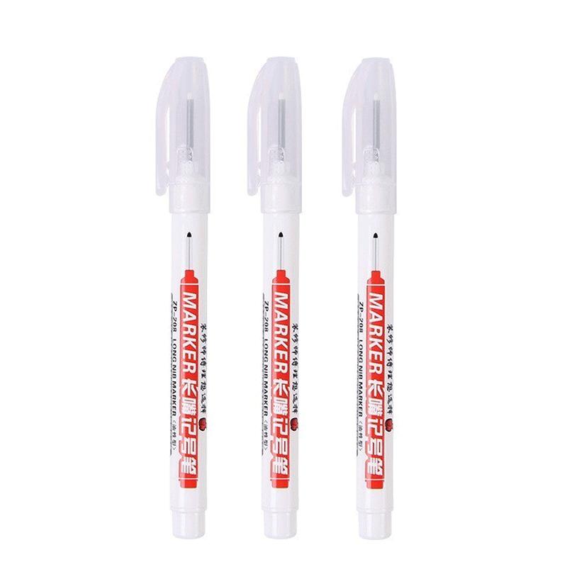 1/3Pcs White 20mm Deep Hole Long Nib Head Markers Pen Set for Metal Waterproof Bathroom Woodworking Decoration Multi-Purpose