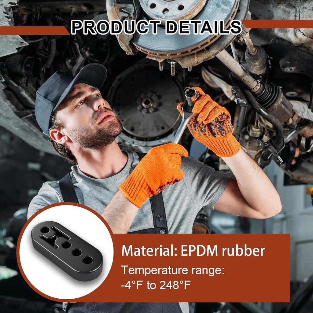 2PCS Exhaust Hangers, 4 Holes Adjustable Muffler Hanger,Universal Rubber Muffler Exhaust System,High-Density Isolation Insulator Bushing Shock