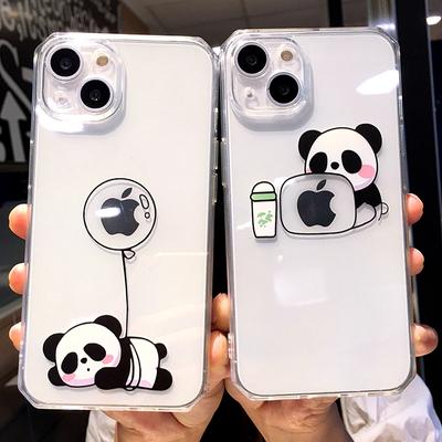 Funda de teléfono Panda transparente con dibujos animados para Iphone 11 12 13 Pro Max Xs X Xr 7 8 Plus, funda trasera a prueba de golpes