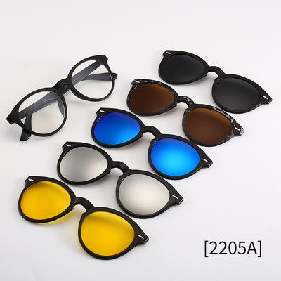 5 in 1 Magnetic Clip on Glasses Optical Square Night Vision Polarized Sunglasses